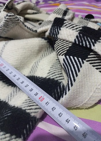 Ekose Desenli Düğmeli Kadın Uzun Kaban - Görsel 7