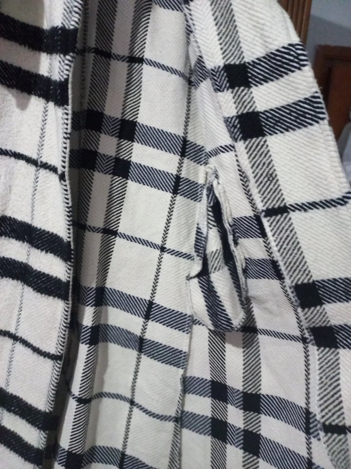 Ekose Desenli Düğmeli Kadın Uzun Kaban - Görsel 4