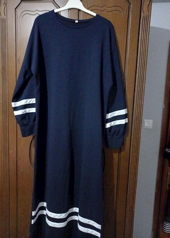 Mavi Uzun Kollu Rahat Kesim Elbise - Görsel 2