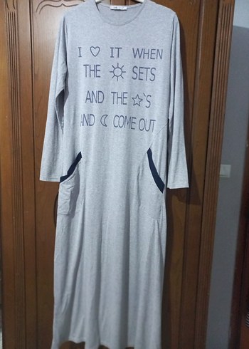 Gri Uzun Kollu Elbise - Görsel 2