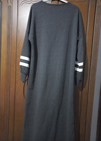 Gri Uzun Kollu Salaş Elbise - Görsel 3