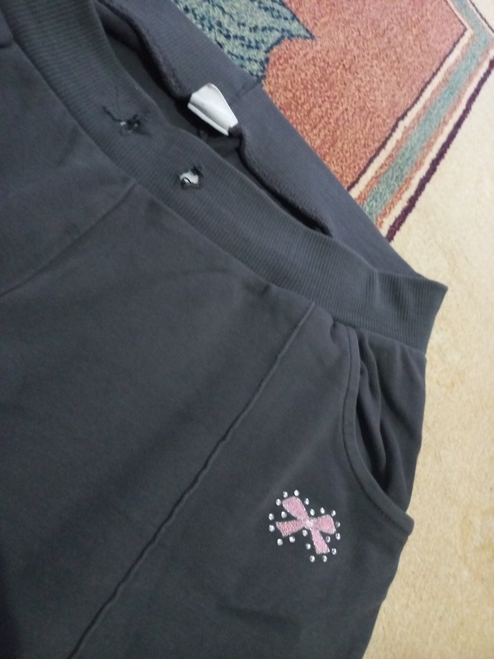 Gri Kadın Midi Salaş Kumaş eşofman altı - Görsel 2