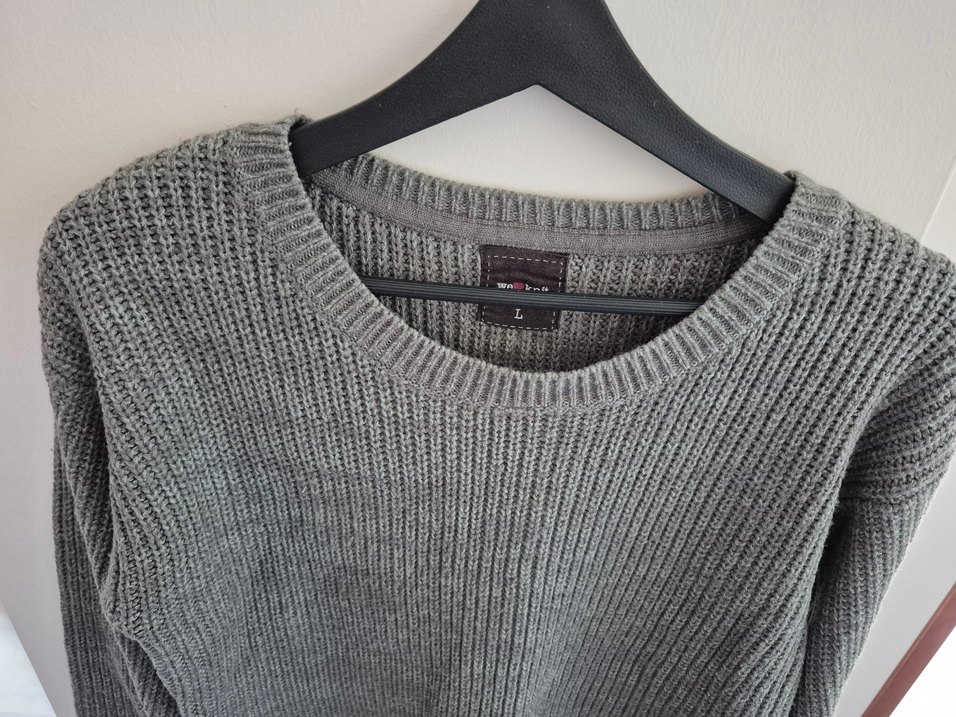 Gri Örgü Kadın Triko Kazak - Görsel 4