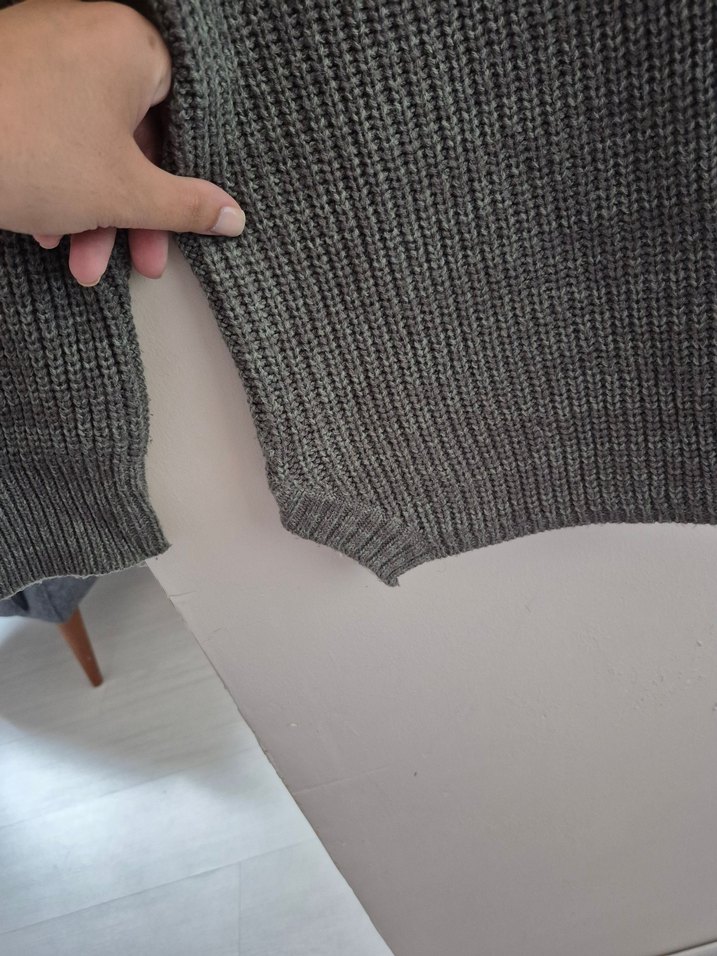 Gri Örgü Kadın Triko Kazak - Görsel 3