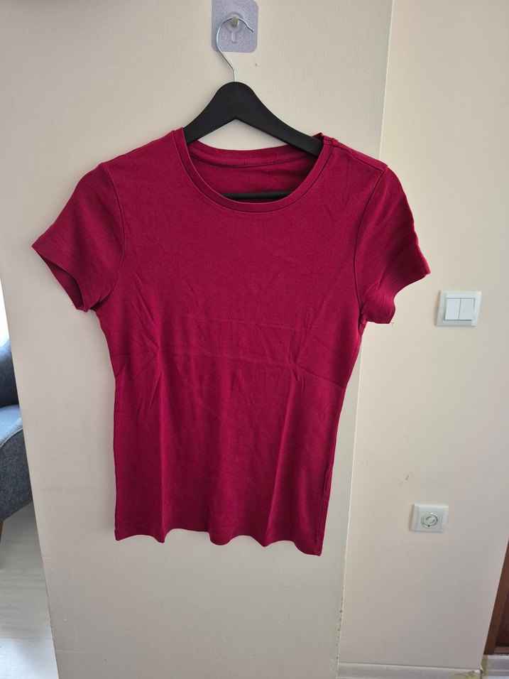 Beyaz  , Mürdüm ve Mor Kadın Kısa Kollu Pamuklu Tişört - Görsel 4