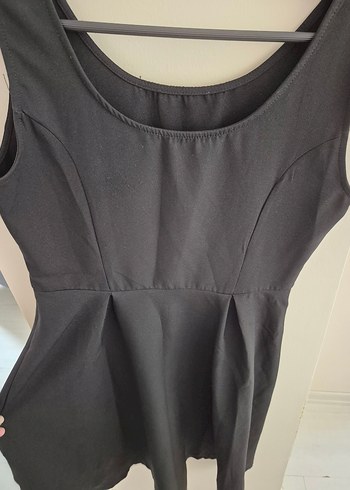 Siyah Midi U Yakalı Drapeli Kadın Elbise - Görsel 2