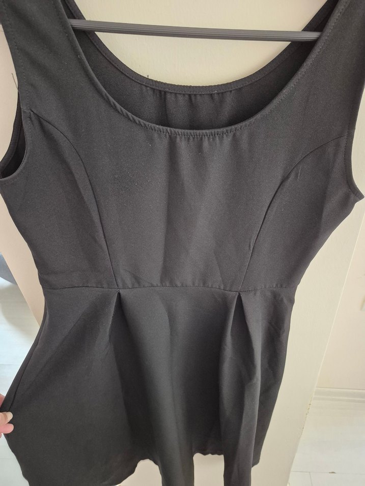 Siyah Midi U Yakalı Drapeli Kadın Elbise - Görsel 2