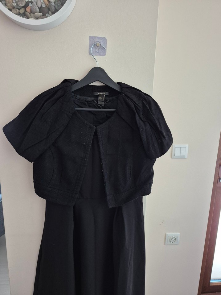 Siyah Midi U Yakalı Drapeli Kadın Elbise - Görsel 5