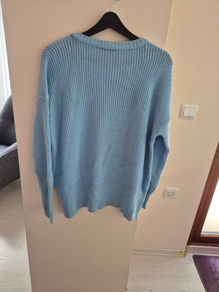 Mavi Örgü Kadın Triko Kazak - Görsel 5