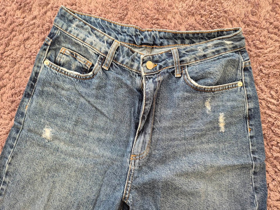 Bol kesim rahat kot pantolon - Görsel 2