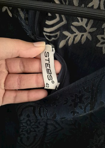 42 Beden Lacivert Gösterişli Mini Dantelli Elbise