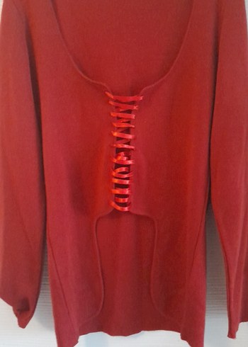 Kırmızı Kadın Uzun Kollu Triko Kazak - Görsel 3