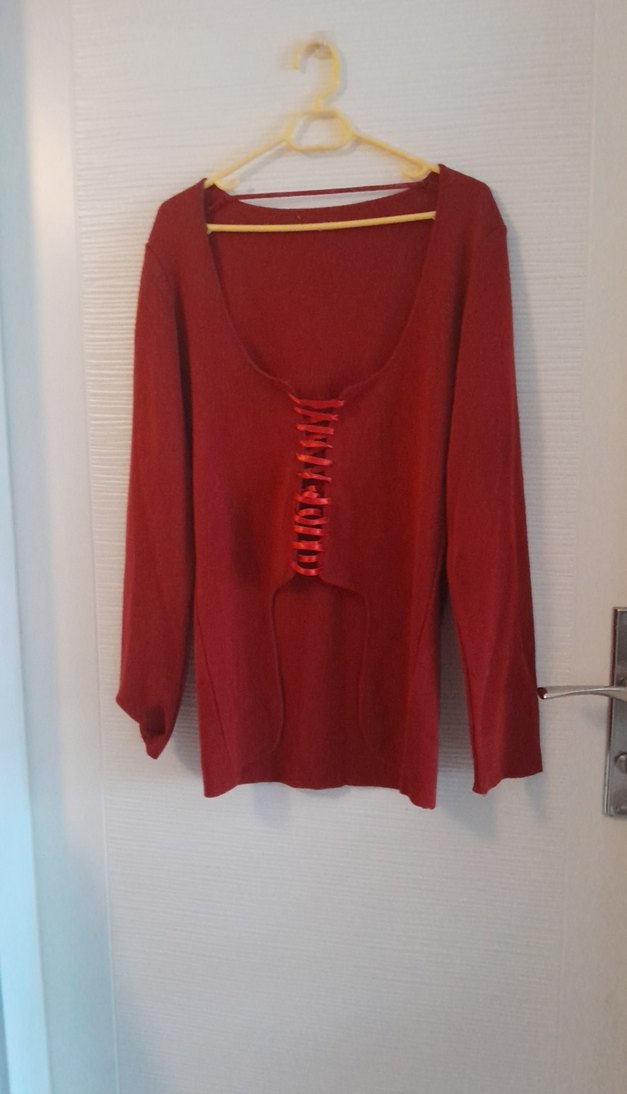 Kırmızı Kadın Uzun Kollu Triko Kazak - Görsel 2