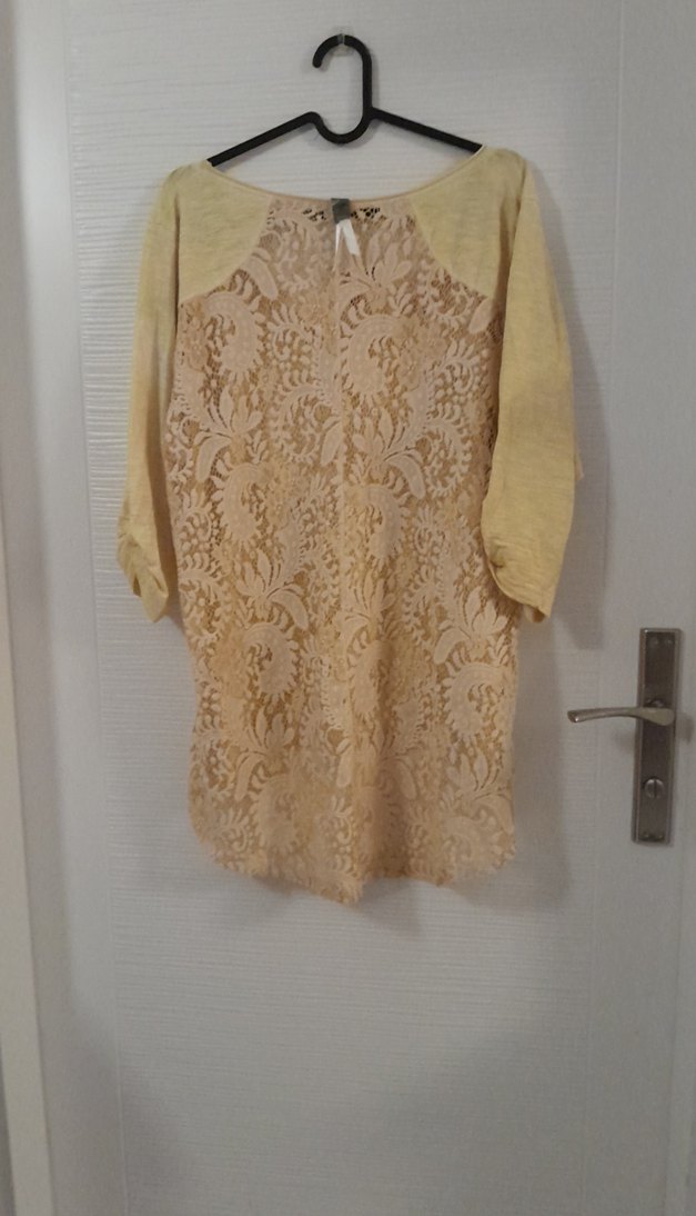 Dantel Detaylı Bej Bohem Kadın Bluz - Görsel 2