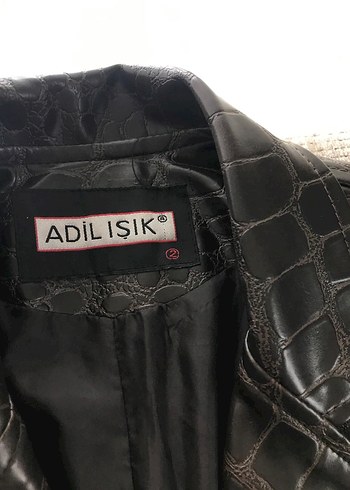 Adil Işık marka düğmeli Koyu Kahverengi Uzun Deri Ceket M beden - Görsel 4