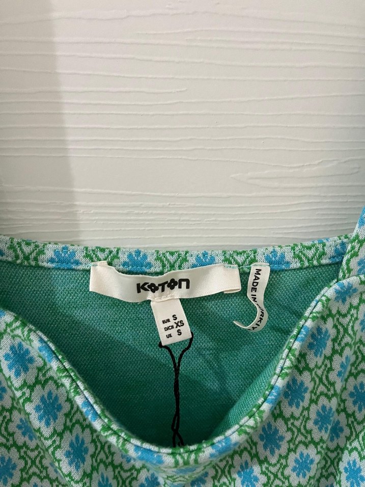 Turkuaz Desenli Mini Bohem Elbise - Görsel 3