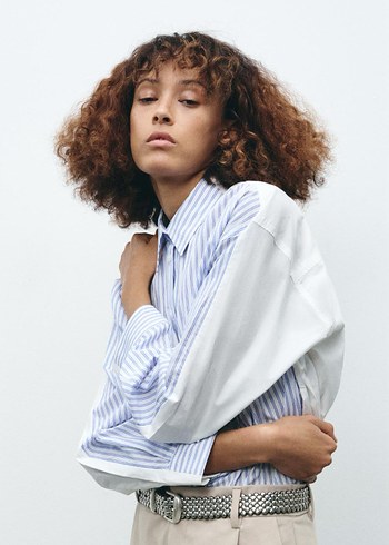 s Beden Zara cizgili oversize poplin gomlek