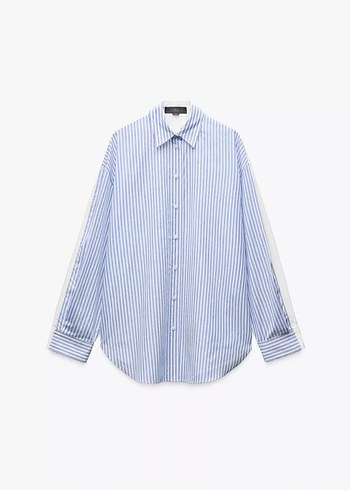 Zara cizgili oversize poplin gomlek