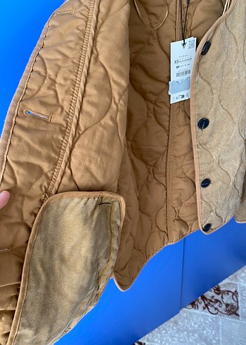 xs Beden Zara yıkanmış gorunumlu kapitone ceket