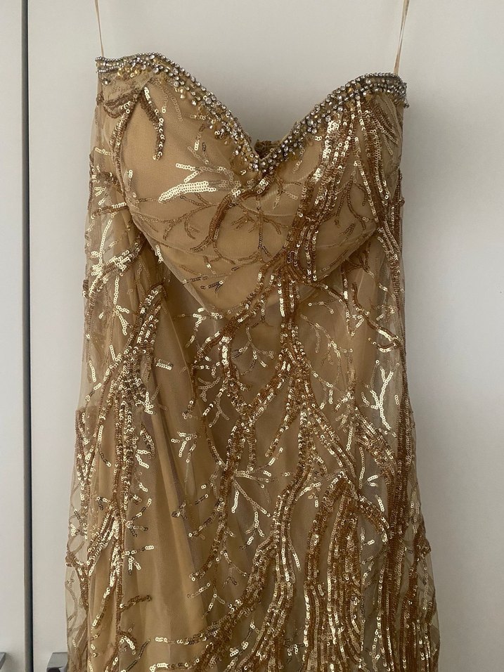 İşlemeli Straplez Uzun Abiye Elbise - Görsel 2