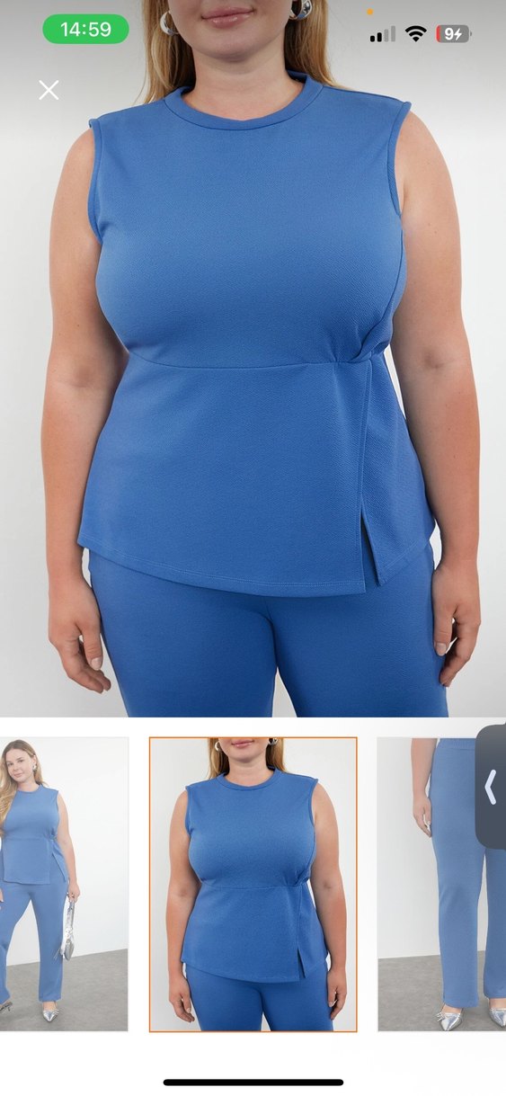 Kadın Mavi Kemerli Denim Pantolon 4xl beden - Görsel 2