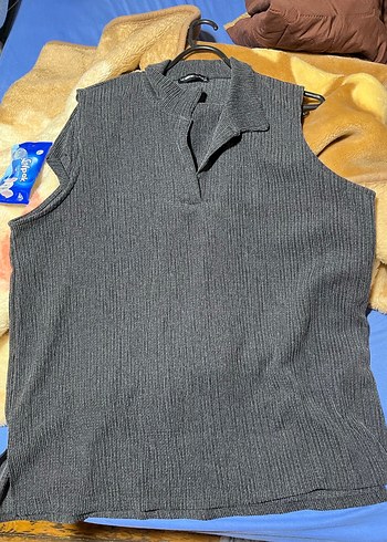 Gri V Yakalı Piliseli Keten Kazak ALT ÜST TAKIM - Görsel 5