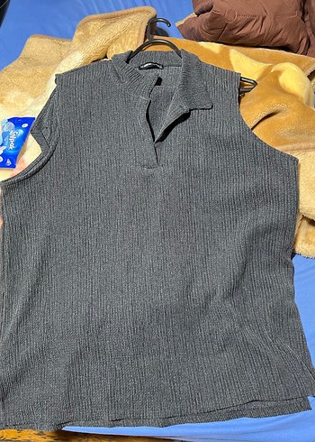 Gri V Yakalı Piliseli Keten Kazak ALT ÜST TAKIM - Görsel 4