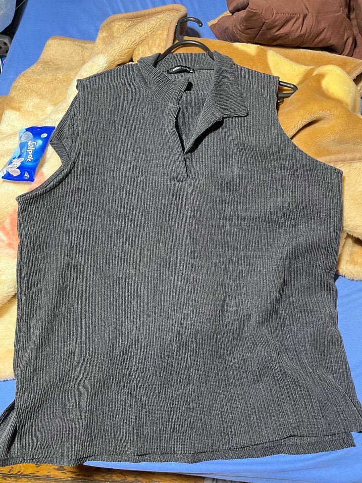 Gri V Yakalı Piliseli Keten Kazak ALT ÜST TAKIM - Görsel 5