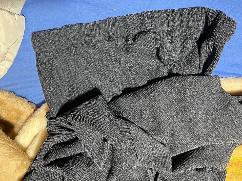 Gri V Yakalı Piliseli Keten Kazak ALT ÜST TAKIM - Görsel 2