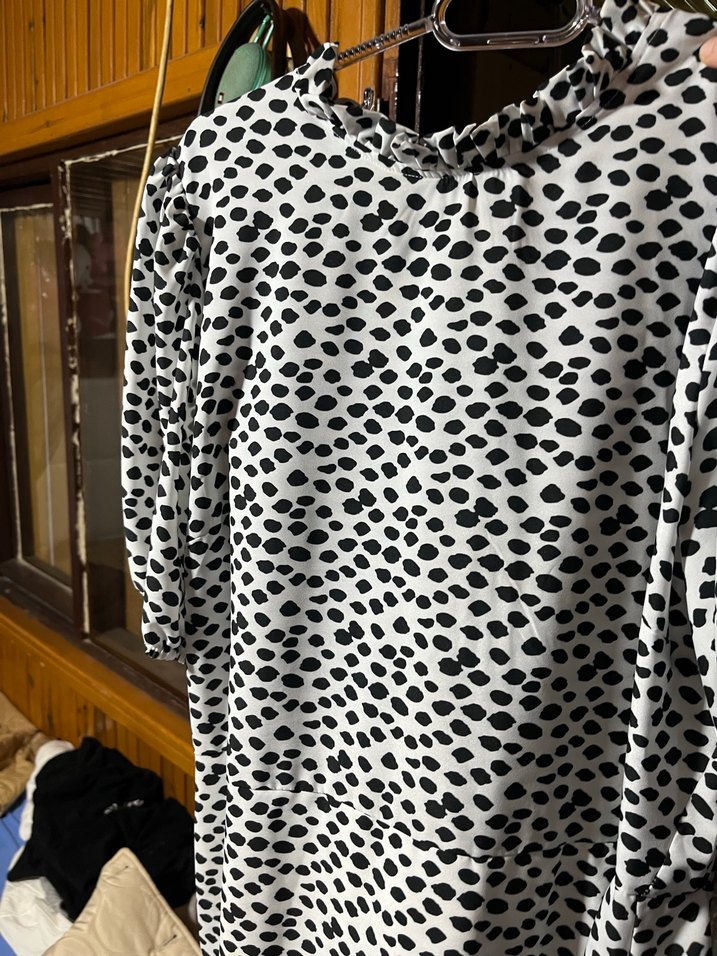 Puantiye Desenli Uzun Kollu Hamile Bluzu - Görsel 3