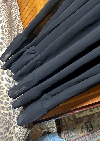 Uzun Siyah Drapeli Kadın Elbise - Görsel 5