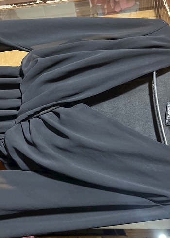 Uzun Siyah Drapeli Kadın Elbise - Görsel 3