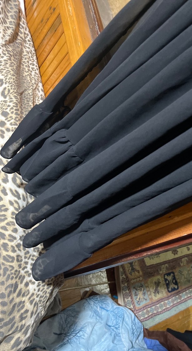 Uzun Siyah Drapeli Kadın Elbise - Görsel 5