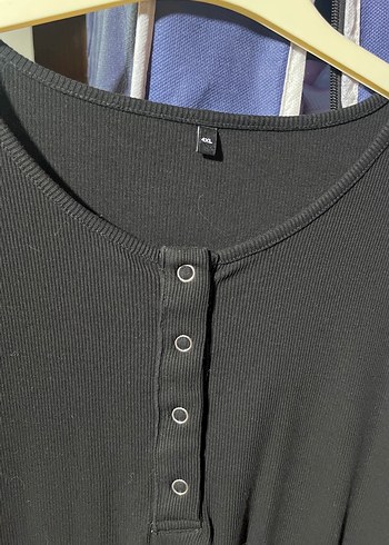 Siyah Düğmeli Uzun Kollu Pamuklu elbise - Görsel 2