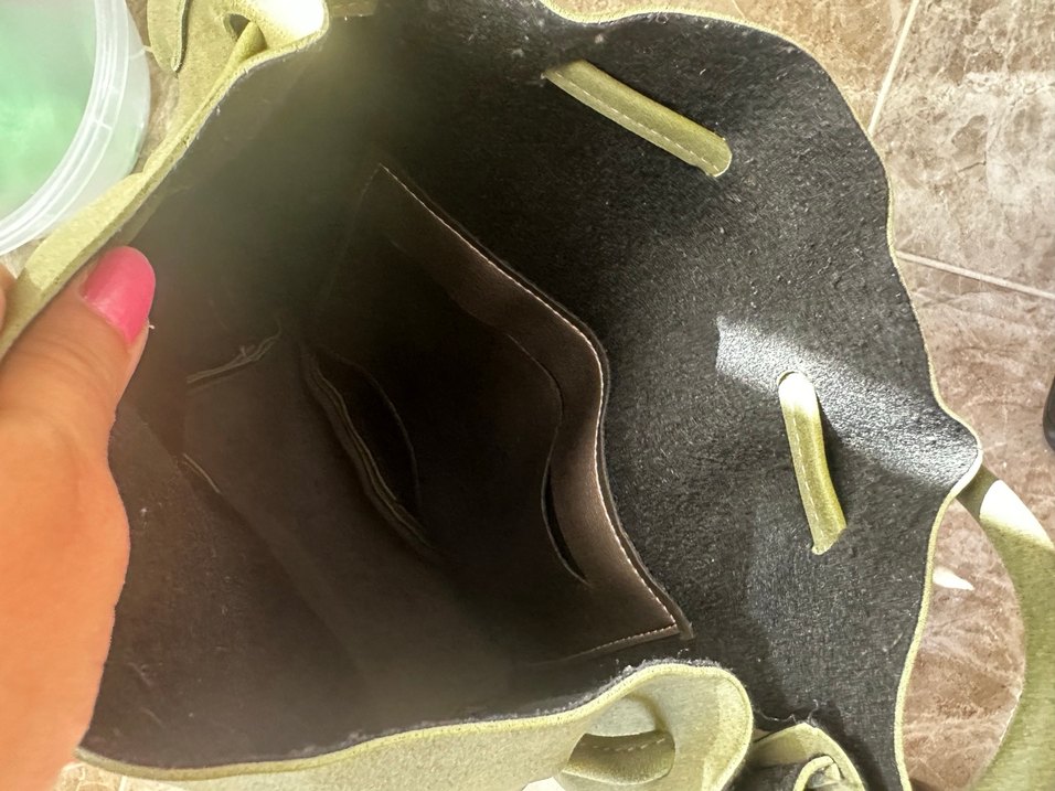 Püsküllü Haki Süet Kadın Çanta - Görsel 3