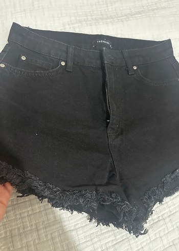 Siyah mini kot şort - Görsel 2