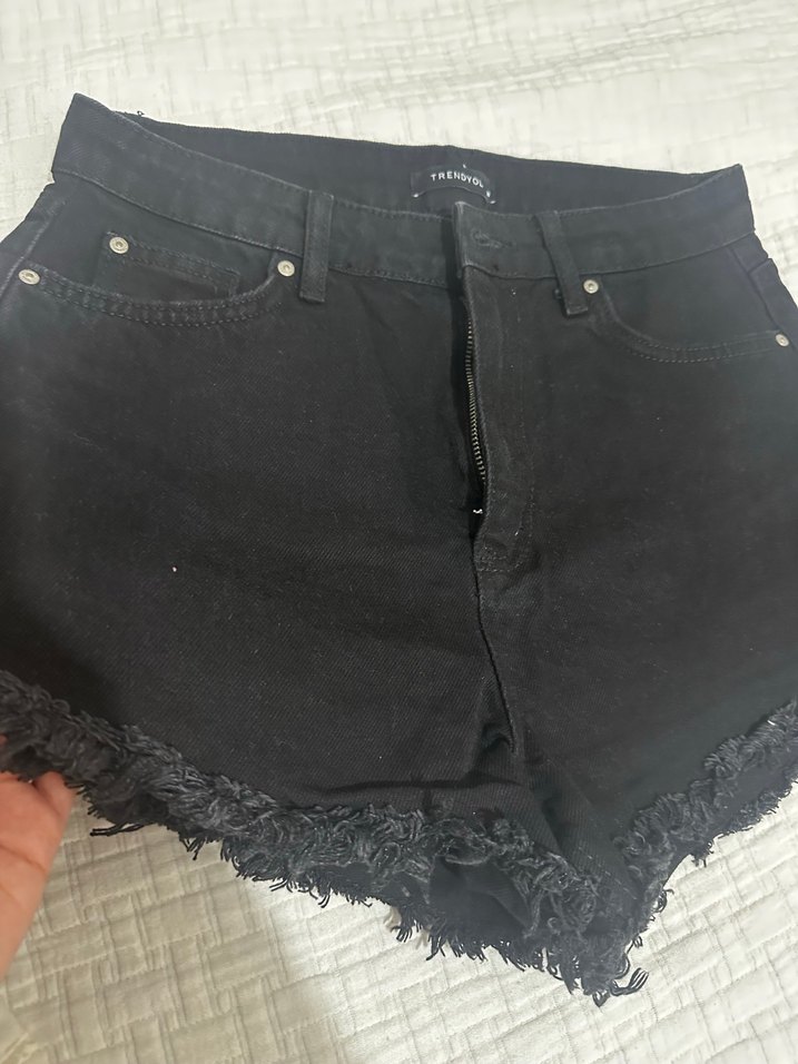 Siyah mini kot şort - Görsel 2