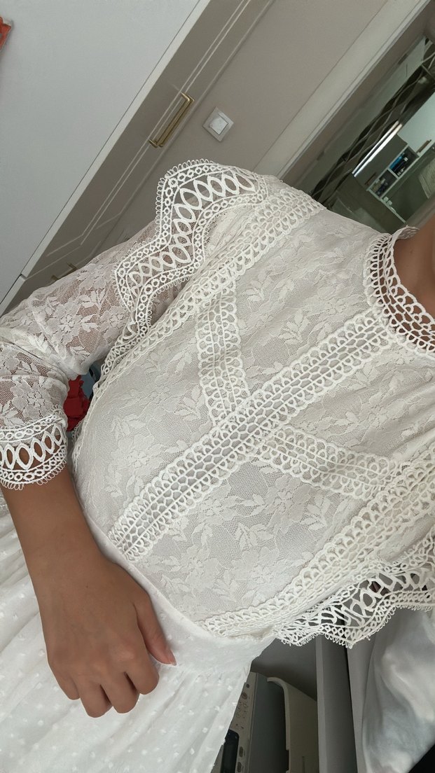 Dantel Detaylı Beyaz nikah Elbisesi - Görsel 2