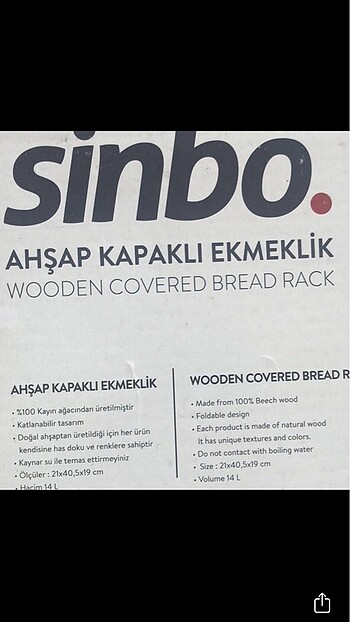  Beden siyah Renk Sinbo ekmek kutusu