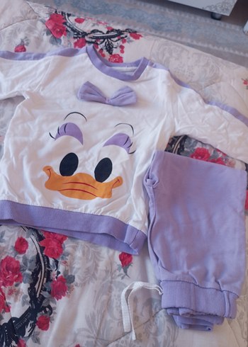Kız Bebek Mor Fiyonklu Uzun Kollu Takım
