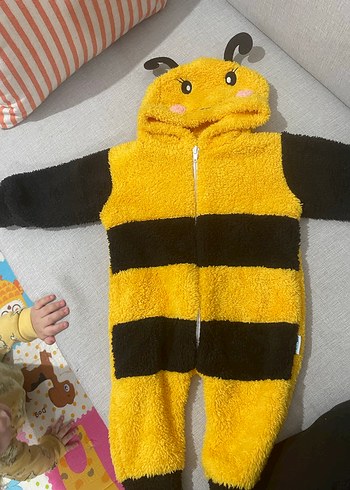 Sarı Siyah Polar Arı Kostümü Tulum - Görsel 2