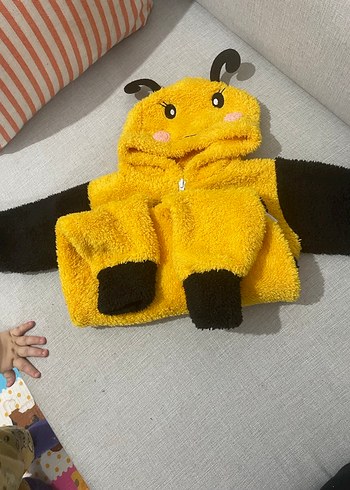 Sarı Siyah Polar Arı Kostümü Tulum - Görsel 3