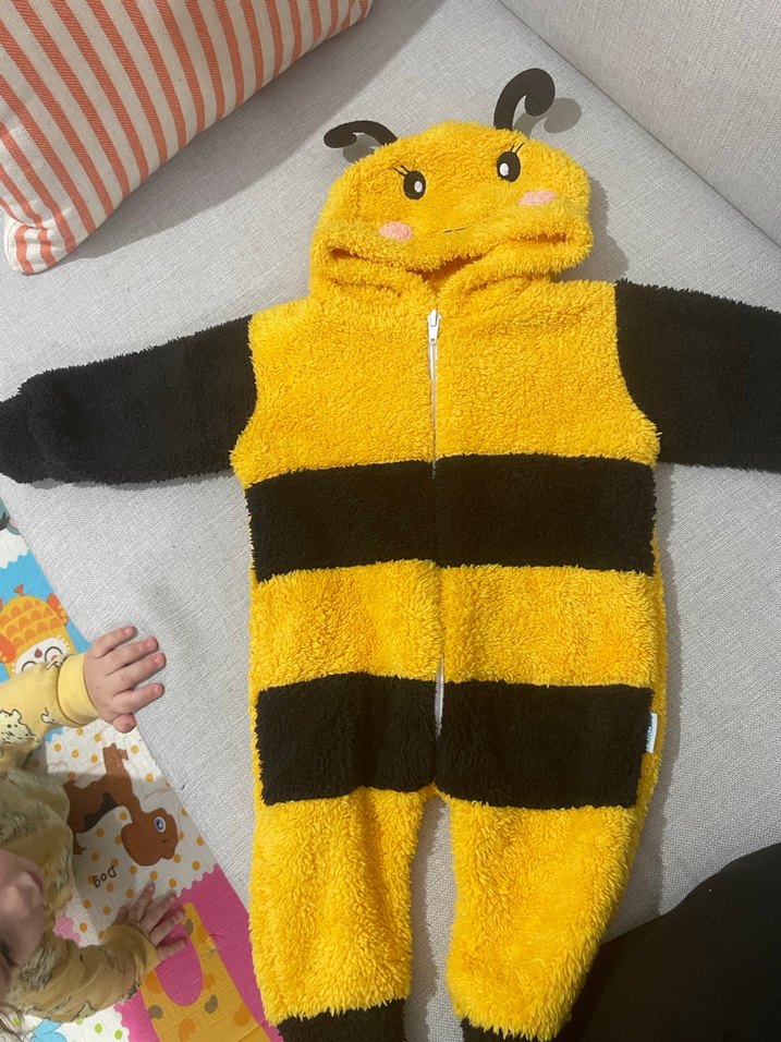 Sarı Siyah Polar Arı Kostümü Tulum - Görsel 2