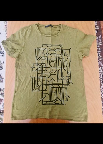Khaki Renkli Baskılı Erkek Tişört