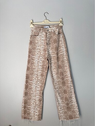 Zara Yüksek Bel Wide Leg Yılan Desenli Pantolon