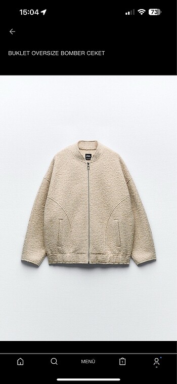 Zara buklet bomber ceket