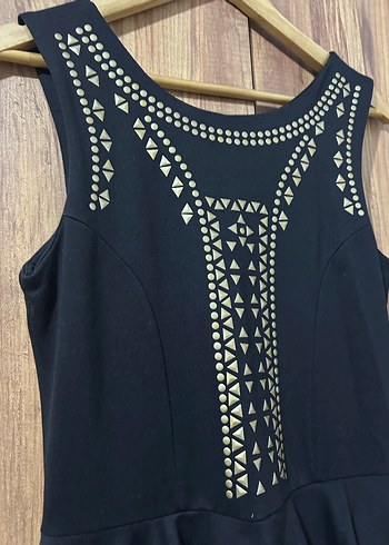 Siyah İşlemeli Taşlı Uzun Abiye Elbise - Görsel 3