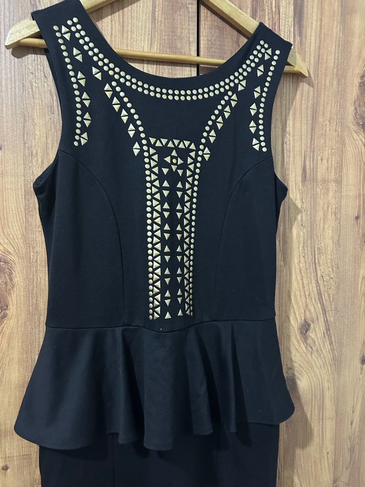 Siyah İşlemeli Taşlı Uzun Abiye Elbise - Görsel 2