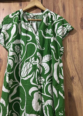 Yeşil Desenli Bohem Uzun Elbise - Görsel 2