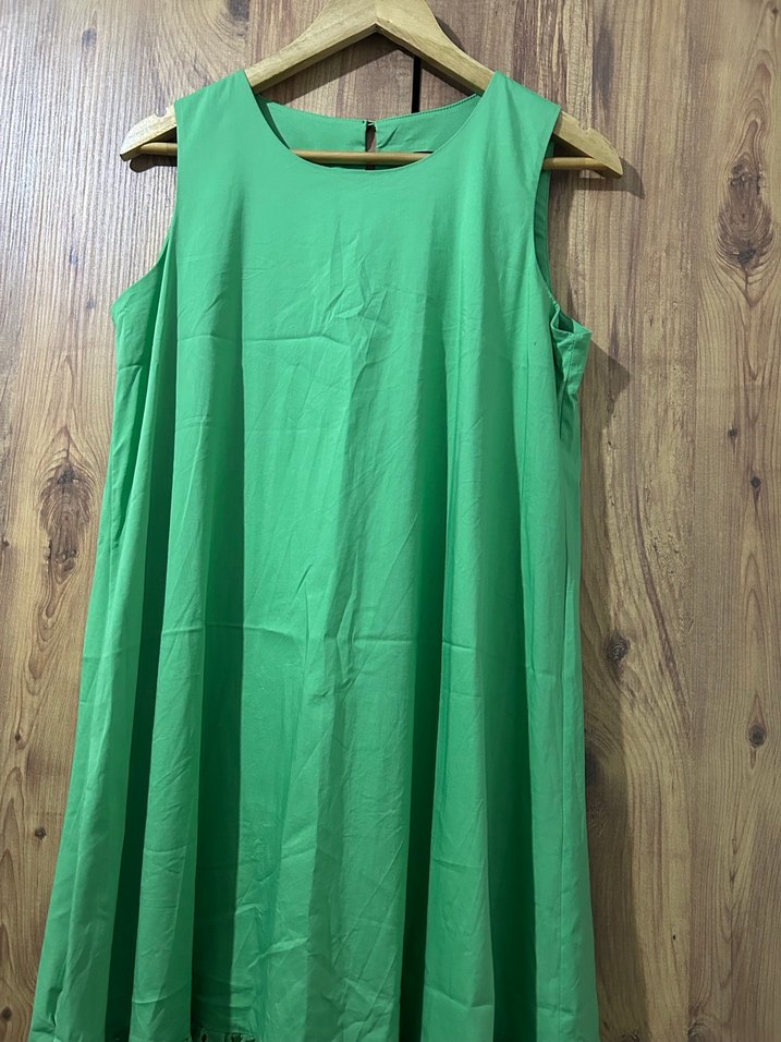 Uzun Yeşil Kolsuz Bohem Elbise - Görsel 5